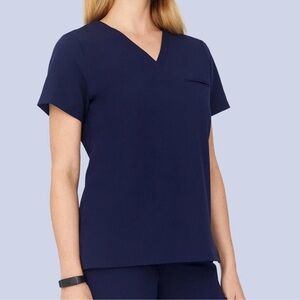 Mandala Navy V-Neck Medical Scrub Top
